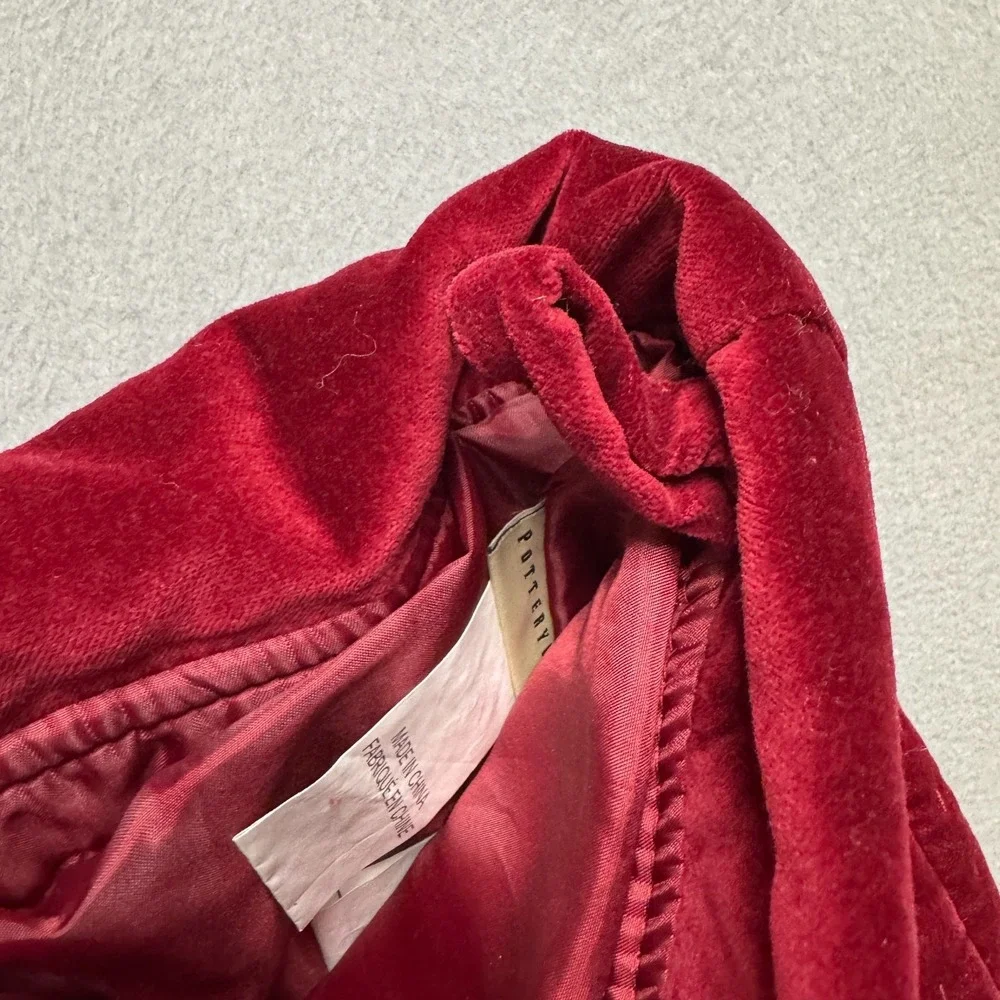 Pottery Barn Christmas Stocking Quilted Velvet Burgundy‎ Red